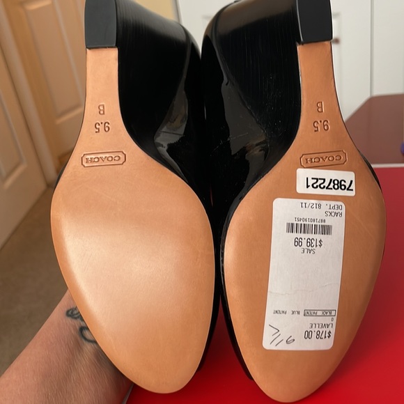 New Coach black peep toe wedge shoes - Picture 7 of 8